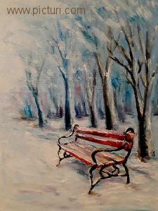 roxana gheorghiu - picturi, peisaj de iarna, peisaj, pictura