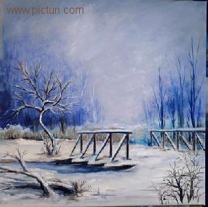 roxana gheorghiu - picturi, peisaj de iarna, peisaj, pictura
