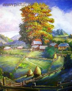 octavian popescu - picturi, peisaj de toamna, peisaj, pictura