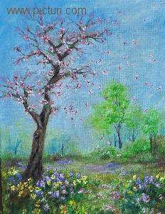 roxana gheorghiu - picturi, peisaj de primavara, natura, pictura