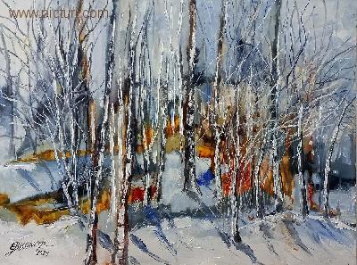 elena bissinger - picturi, peisaj de iarna, peisaj, pictura