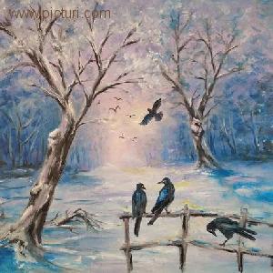 roxana gheorghiu - picturi, peisaj de iarna, natura, pictura