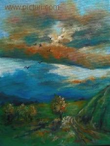 roxana gheorghiu - picturi, peisaj de toamna, peisaj, pictura