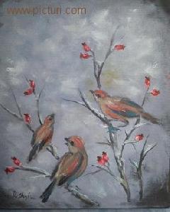 roxana gheorghiu - picturi, peisaj de iarna, animale, pictura