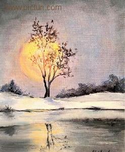 roxana gheorghiu - picturi, peisaj de iarna, natura, pictura